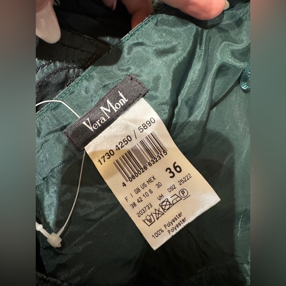 Vera Mont vintage Dark Green Asymmetrical pencil midi Skirt size 6 - Picture 4 of 4